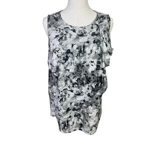 Apt 9 Floral Black White Sleeveless Crewneck Blouse Top US Womens M